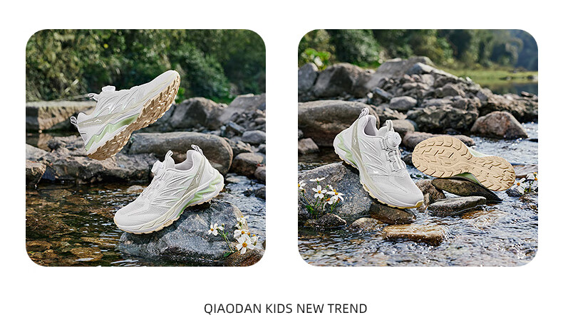 QIAODAN Boys' Running Shoes, Big Kids' Rotary Buckle Summer Sports Shoes, Children's Lightweight Sneakers, Light Mist Gray/silver, Size 38 22