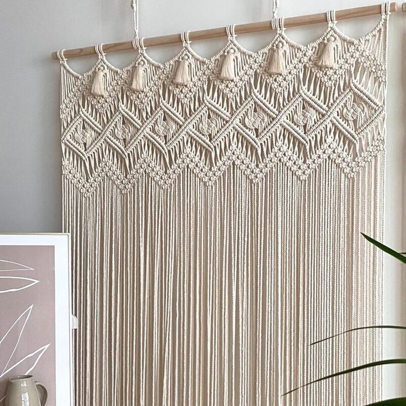 手工编织门帘 风编织门帘线帘隔断帘玄关门框装饰帘手工编织棉绳可