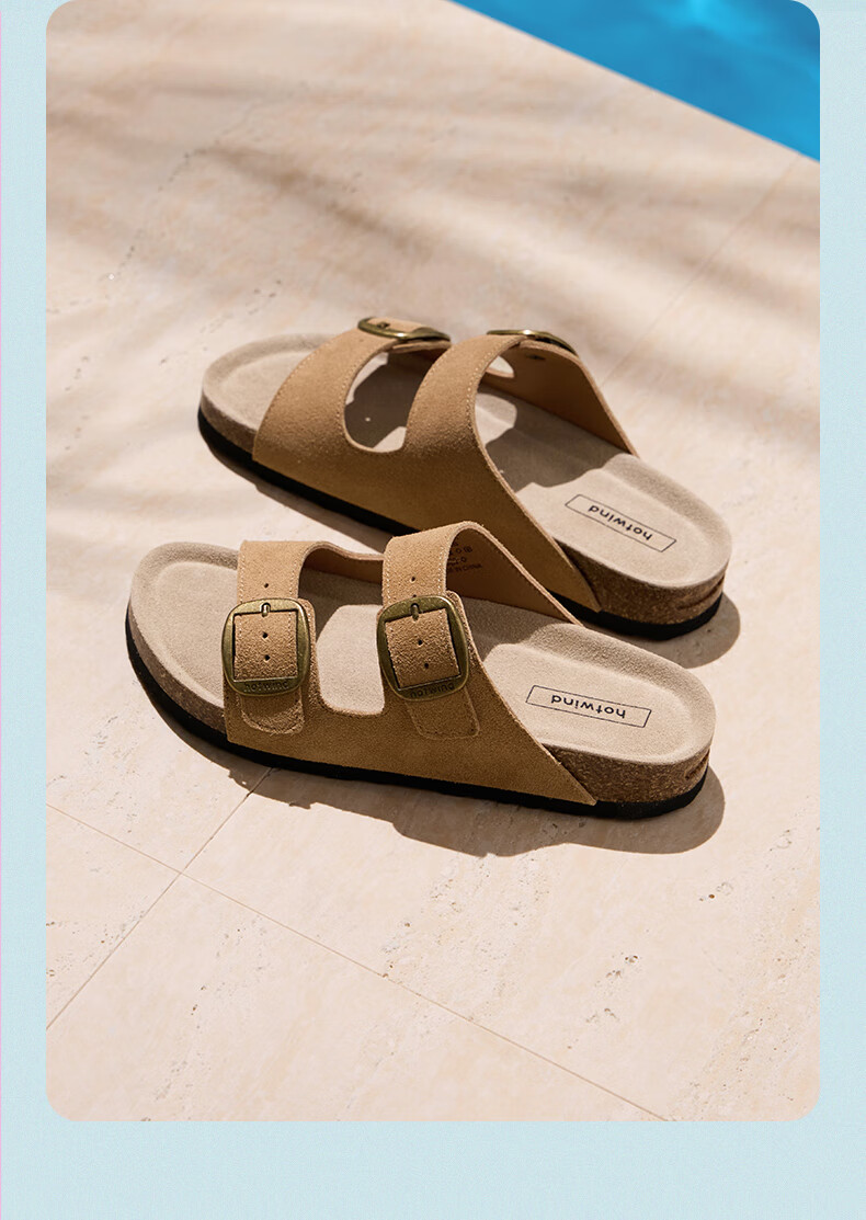 Hotwind Birkenstock Women's Summer New Fashion Versatile Commuter Cork Sandals Beach Slippers for Women 3