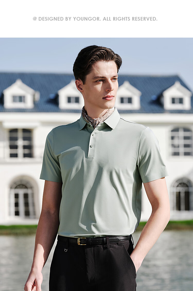 YOUNGOR Summer 2026 New Youth Business Casual Short-Sleeve Polo Shirt, Black, XL (Recommended for 150-165 Lbs) 12