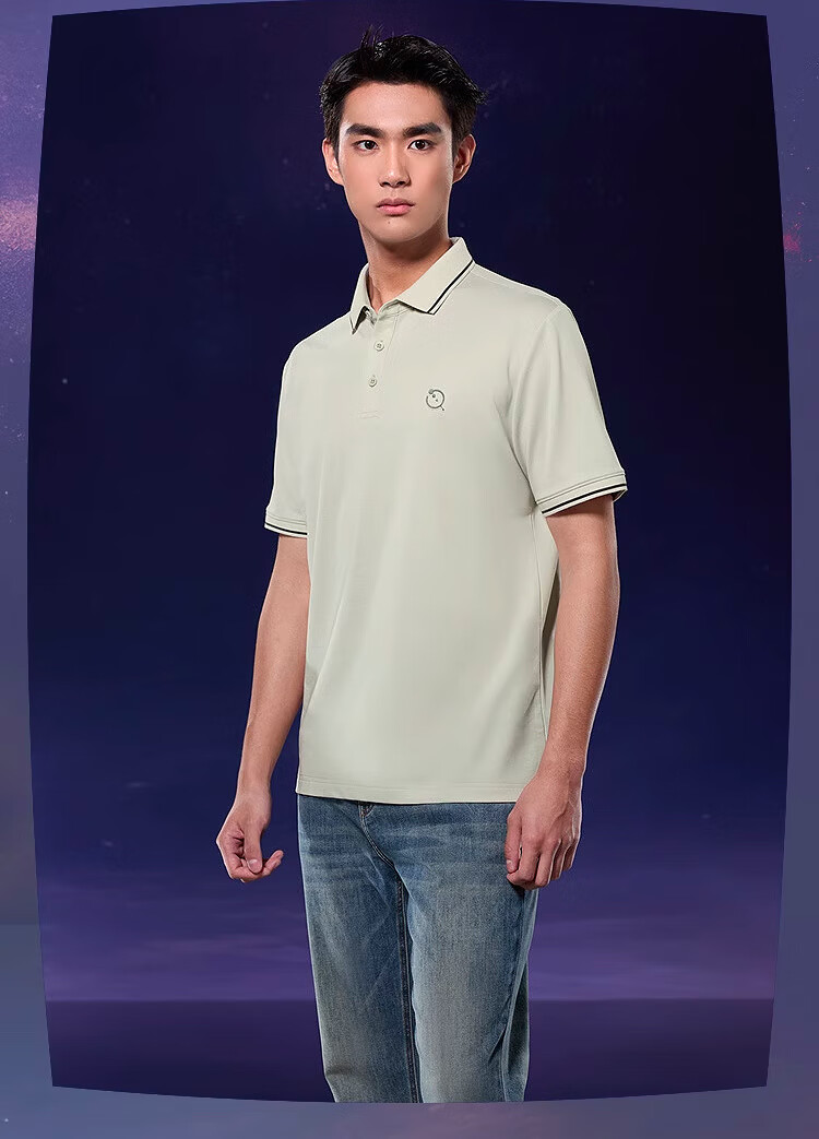 HLA Short-Sleeve Polo Shirt for Men, Three-Body Collaboration Series, Cool-Feeling Short-Sleeve Shirt for Men in Summer 15