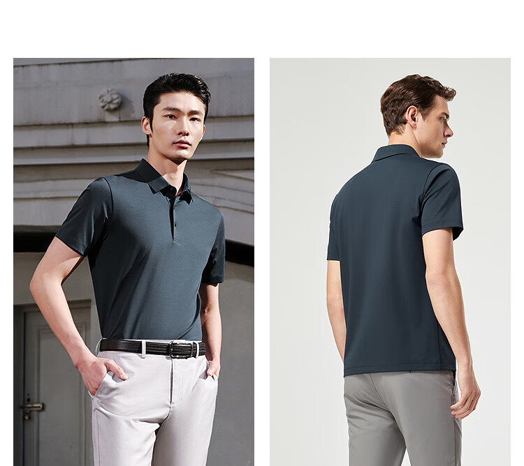 YOUNGOR [Mulberry Silk + Cool Touch] 2026 New Machine Washable Polo Shirt, Dark Gray, 2XL (Recommended for 165-180 Jin) 8