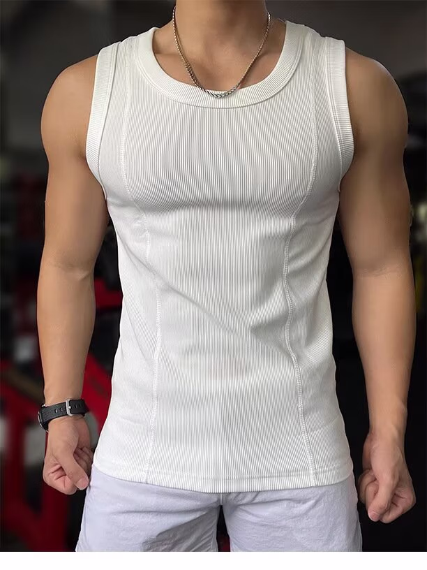 Combed Texture Vest Men's Summer Sports And Leisure Fitness Wear Training Clothes, Quick-drying Through Sleeveless T-shirt, Light Gray 6021 XL_viptrois.com