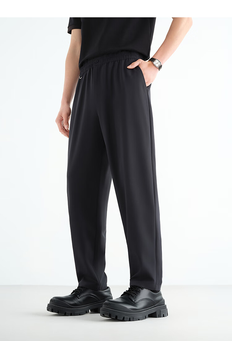 Peacebird Men's Casual Pants Four-Way Stretch Summer Lightweight Loose Tapered Sports Sweatpants Black 31 12