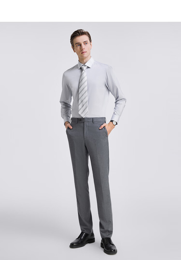 YOUNGOR Men's Dress Pants, Wool Blend Fabric, Classic Business Trousers, Flat And Crisp, 220234D 4