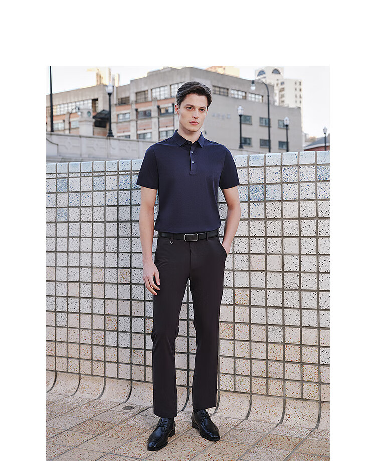 YOUNGOR POLO Men's, 2025 Summer Youth Business Casual Short-Sleeve Polo Shirt, Dark Iron Gray, 3XL 2