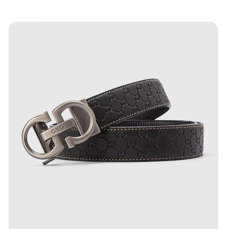 GXG Commuter Genuine Leather Automatic Buckle Men's Belt Business Black 110cm【520 Gift】 3