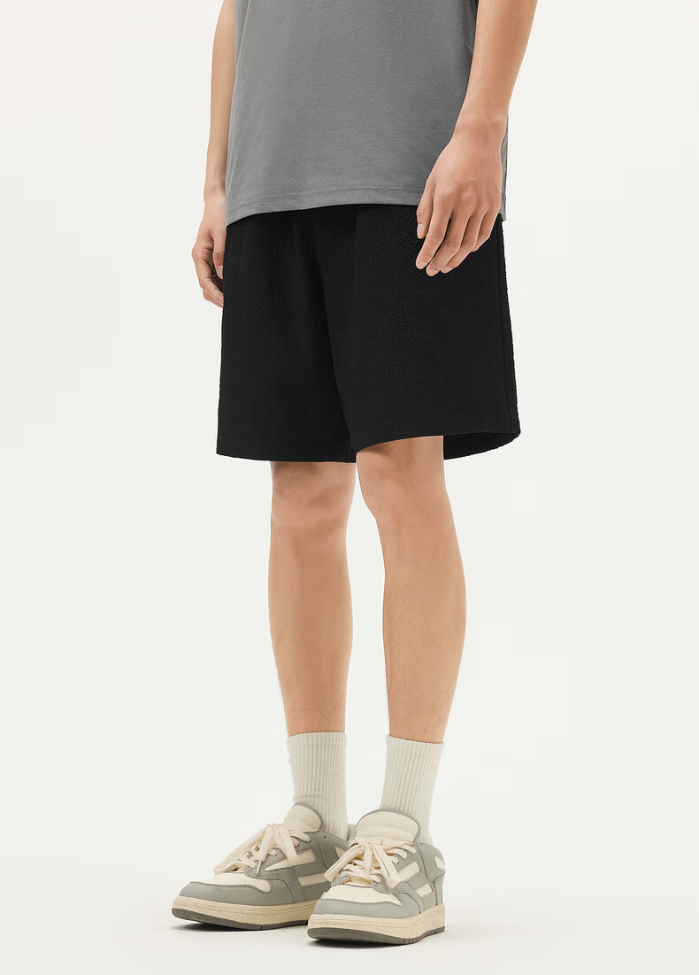 Gxgjeans Men's Bubble Yarn Basic Simple Loose Casual Shorts, New Summer 2025 Men's Style, Black, Size 170/M 5