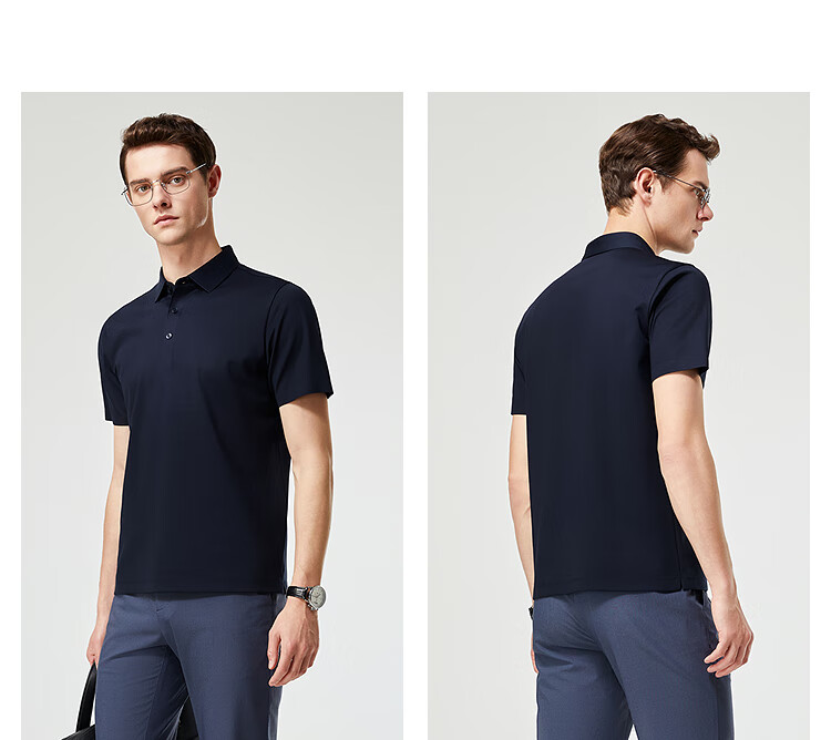 YOUNGOR POLO Men's, 2025 Summer Youth Business Casual Short-Sleeve Polo Shirt, Dark Iron Gray, 3XL 8