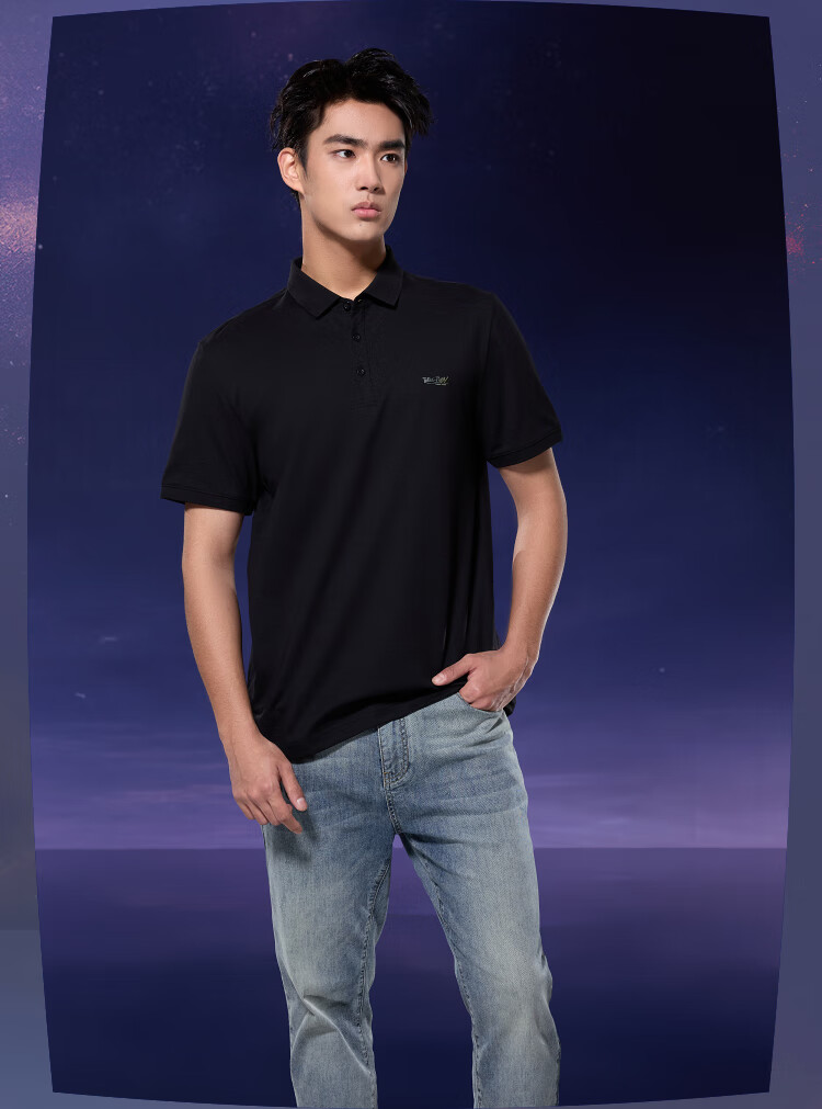 HLA POLO Shirt for Men, Three-Body Collaboration Series, Quick-Dry Printed Short-Sleeve Shirt for Men in Summer 4
