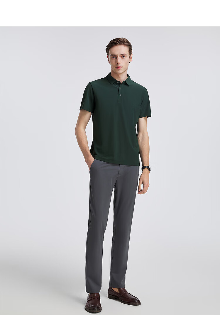 Youngor [Sun Protection Cooling] Summer Men's Short Sleeve Polo Shirt Casual Moisture-Wicking Breathable T-Shirt Dark Green M 12
