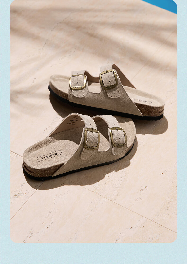 Hotwind Birkenstock Women's Summer New Fashion Versatile Commuter Cork Sandals Beach Slippers for Women 4
