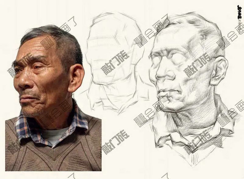 《名师教案素描头像2022敲门砖陆信涛李家友五官结构步骤照片对画书》