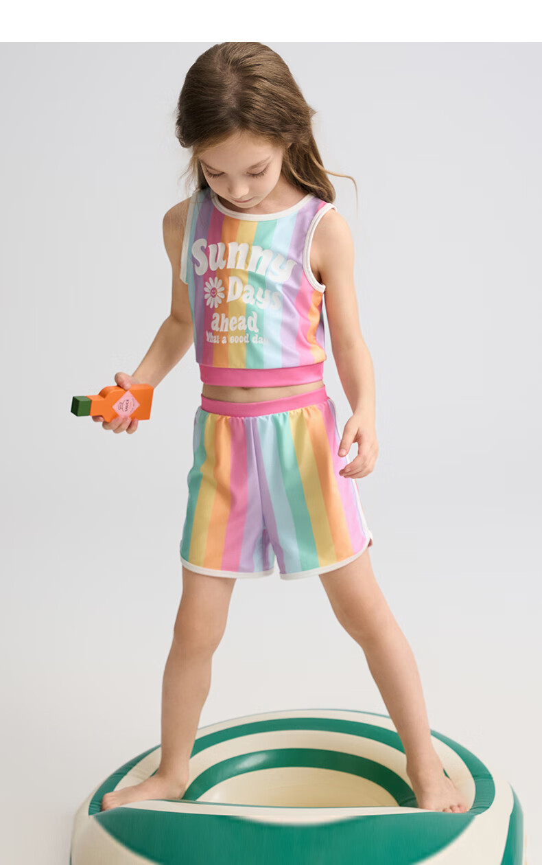 Aimer Kids Vacation Swimsuit Set for Girls, Sun Protection 50+, Chlorine Resistant One-Piece Style 120 9