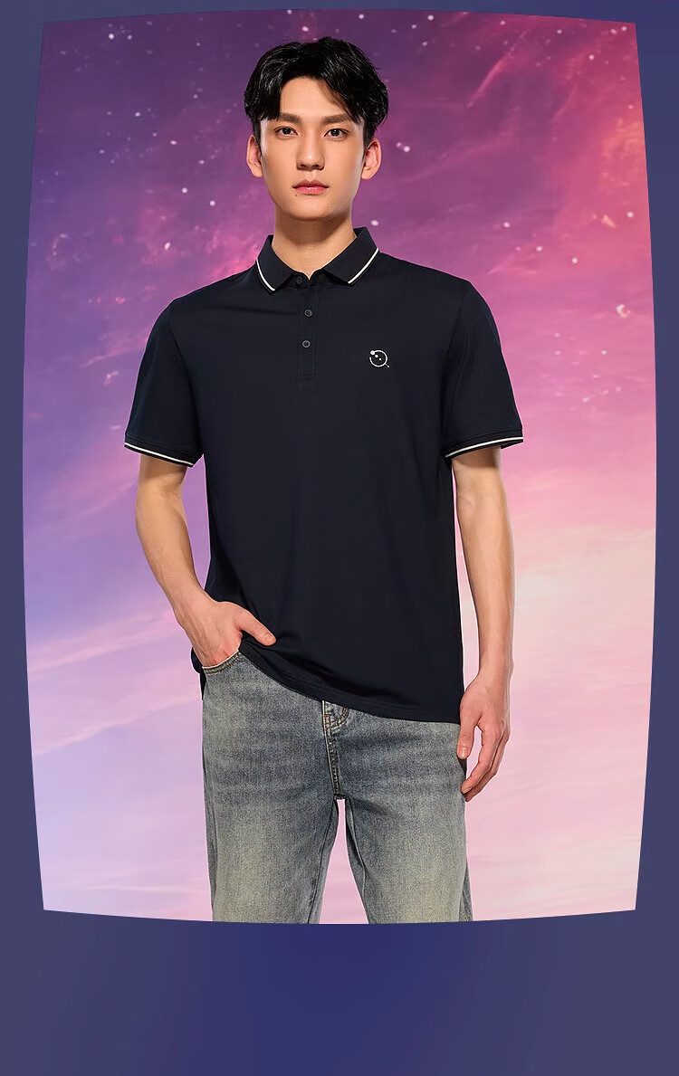 HLA Short-Sleeve Polo Shirt for Men, Three-Body Collaboration Series, Cool-Feeling Short-Sleeve Shirt for Men in Summer 21