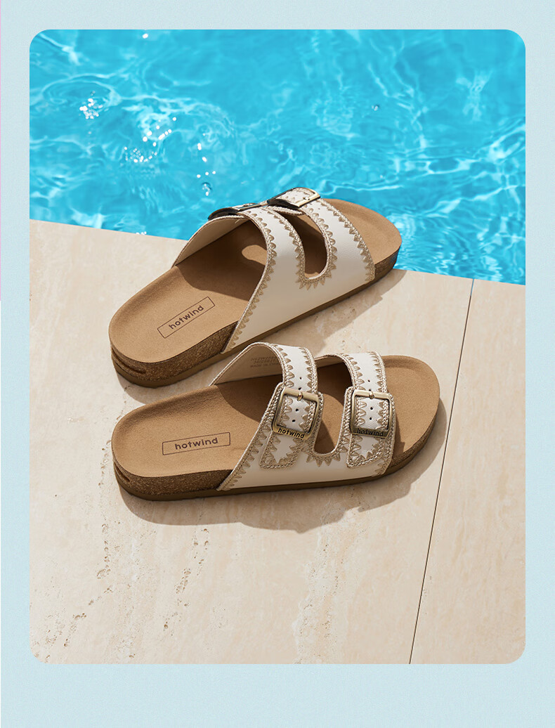 Hotwind Women's Birkenstock Style Summer New Flat Casual Outdoor Lightweight Cork Sandals 8