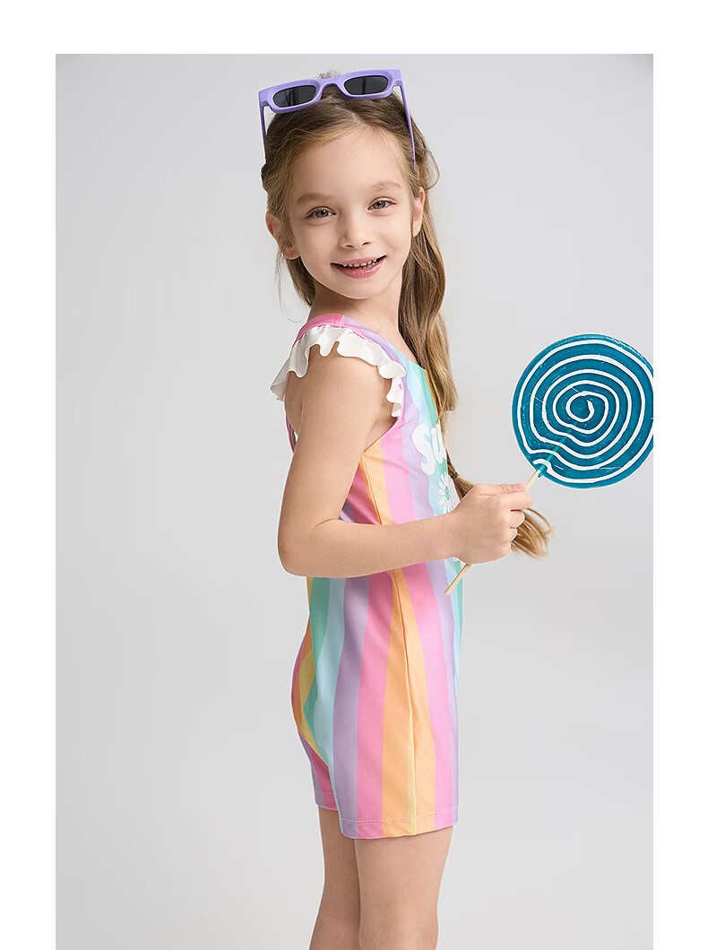Aimer Kids Vacation Swimsuit Set for Girls, Sun Protection 50+, Chlorine Resistant One-Piece Style 120 13