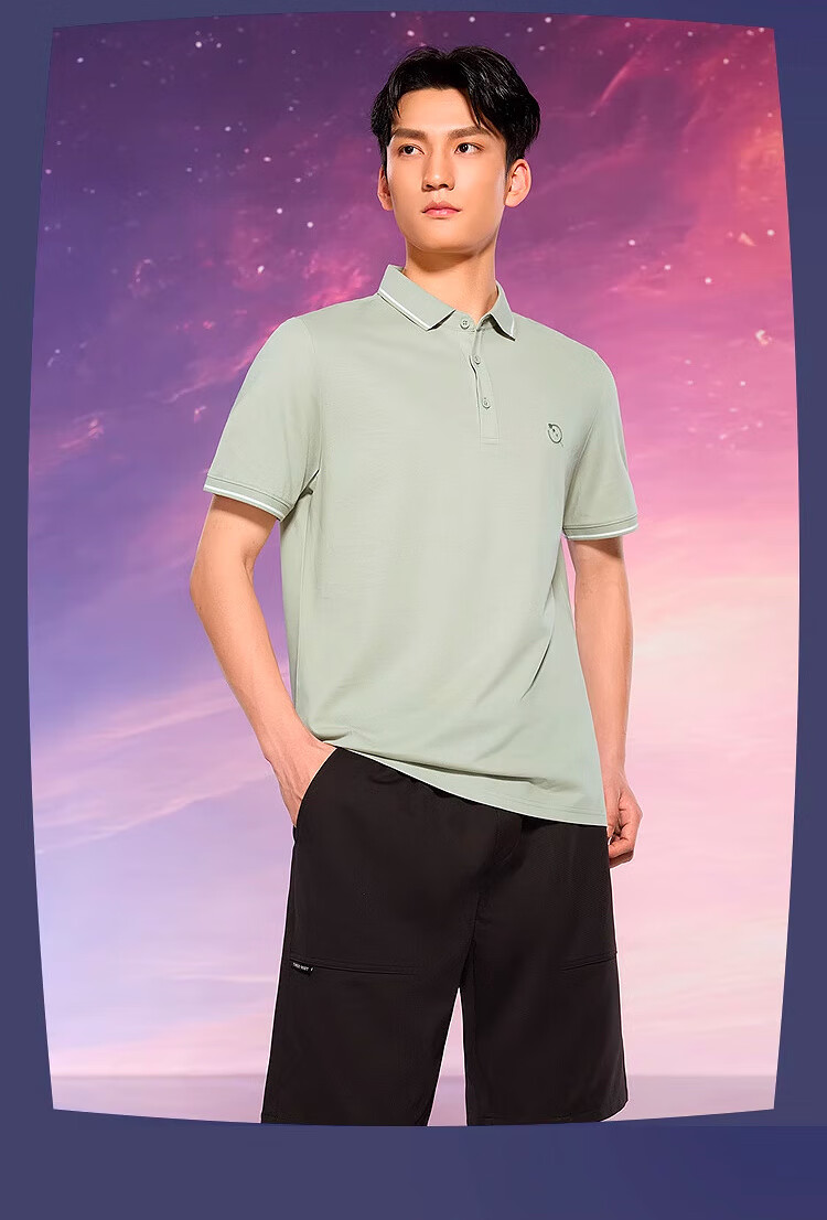 HLA Short-Sleeve Polo Shirt for Men, Three-Body Collaboration Series, Cool-Feeling Short-Sleeve Shirt for Men in Summer 19