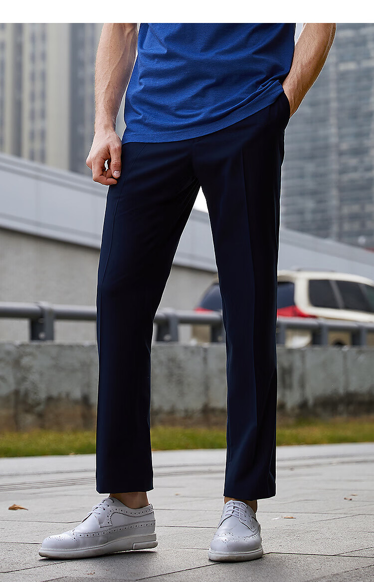 YOUNGOR [Breathable And Shape-Retaining] Men's Business Casual Straight-Leg Trousers, Loose-Fit Large Size Professional Long Pants for Autumn, 37848 6