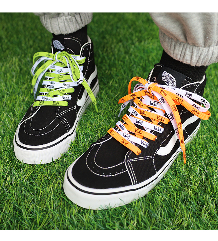 适配印字母鞋带潮范斯vans解构棋盘格品质中高帮男女鞋带ws经典白色