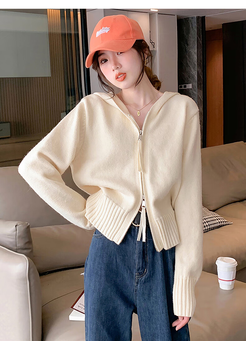 TonLion 2025 Autumn Winter Versatile Double-Head Zipper Women's Hooded Cardigan 13