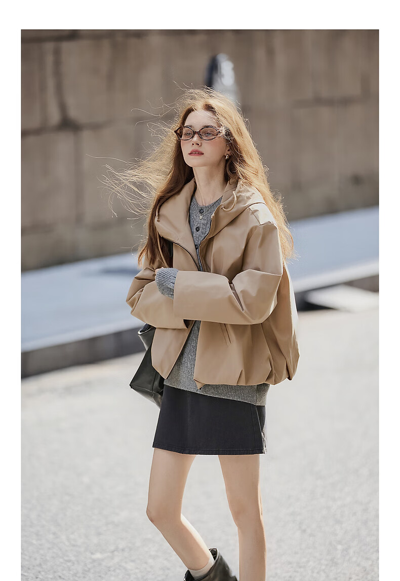 TonLion 2025 Autumn Women's Solid Color Hooded Long Coat 5
