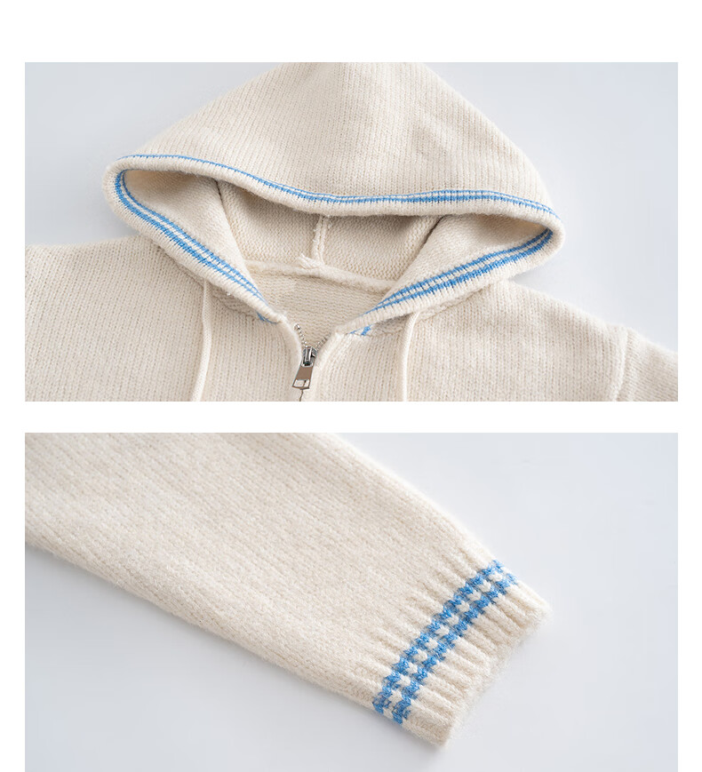 TonLion 2025 Autumn Winter Soft Color-Block Striped Women's Hooded Cardigan 9