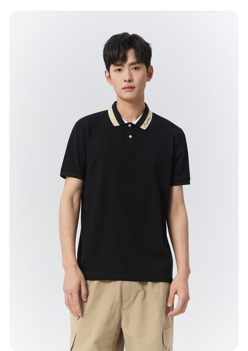 GXG Summer Men's Slim Fit Casual Simple Two-Tone Colorblock Comfortable Short Sleeve Polo Shirt 13