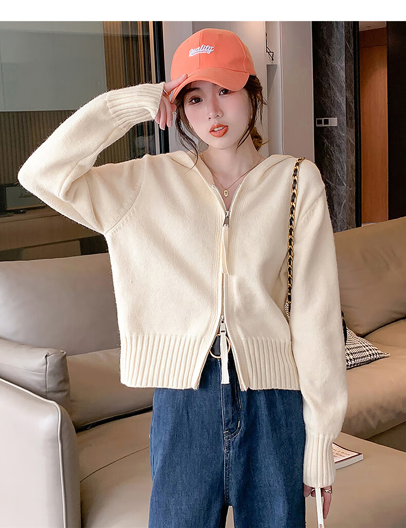 TonLion 2025 Autumn Winter Versatile Double-Head Zipper Women's Hooded Cardigan 9