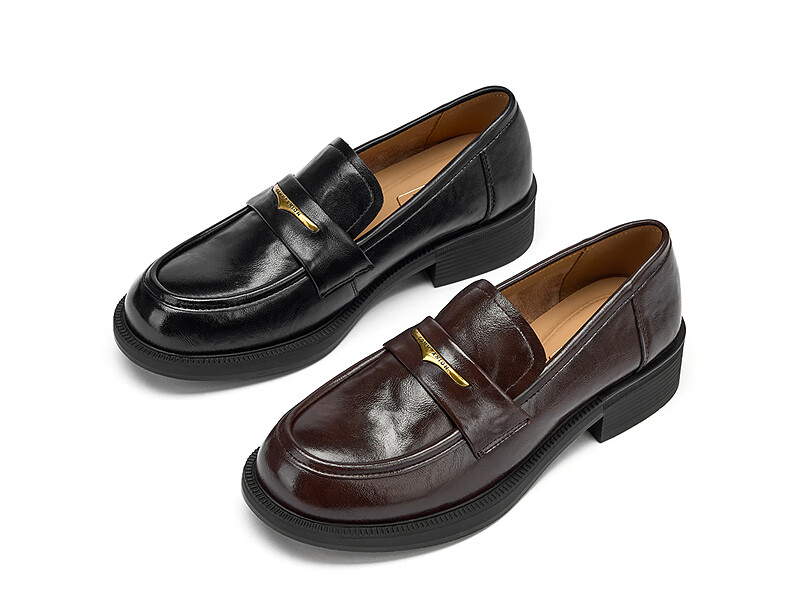 Hotwind Women's Chunky Heel Platform Loafers Spring Autumn New British Style Small Leather Shoes Height Increasing Versatile Casual Slip-On Shoes 2