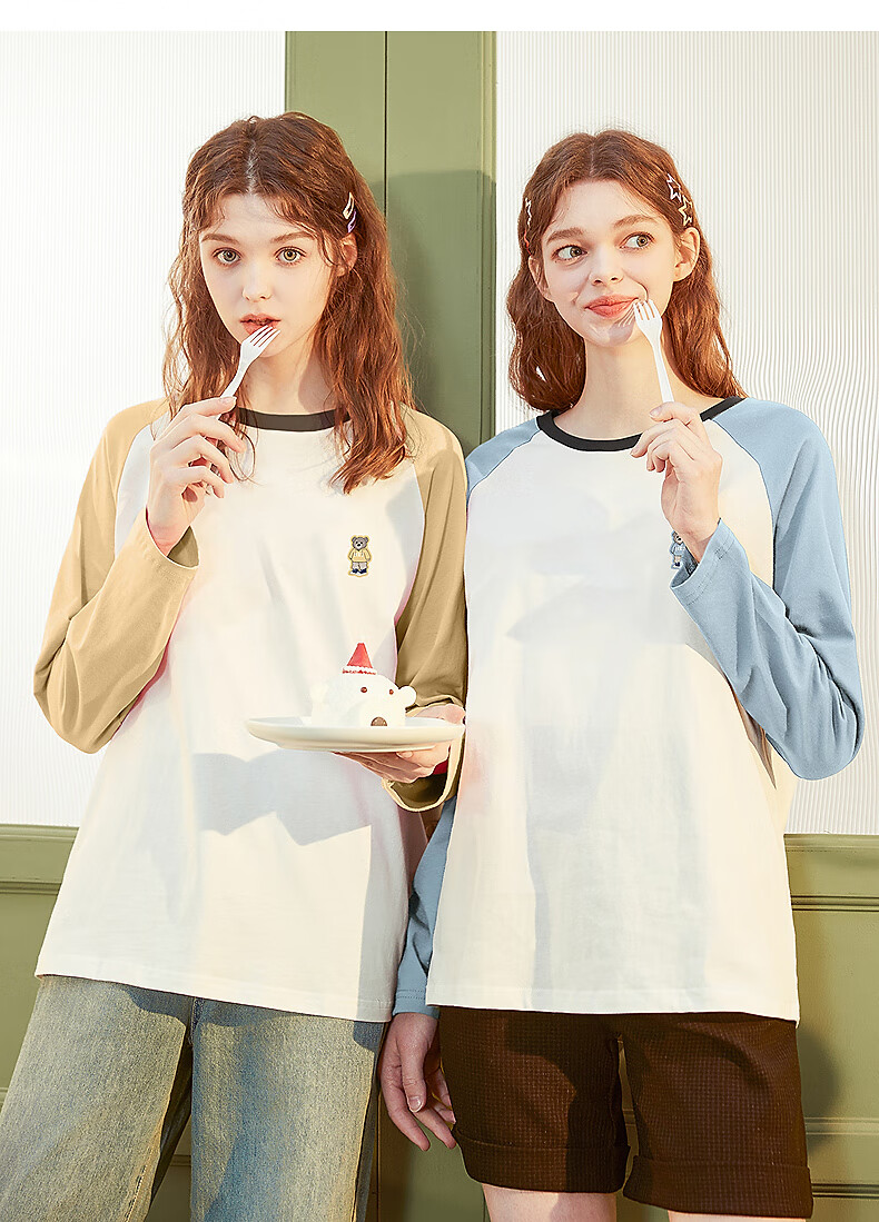 TonLion 2026 Autumn And Winter Long-Sleeve T-Shirt for Women, Round Neck, Raglan Sleeves, Left Chest Lettering, Suitable for Outer Wear 25
