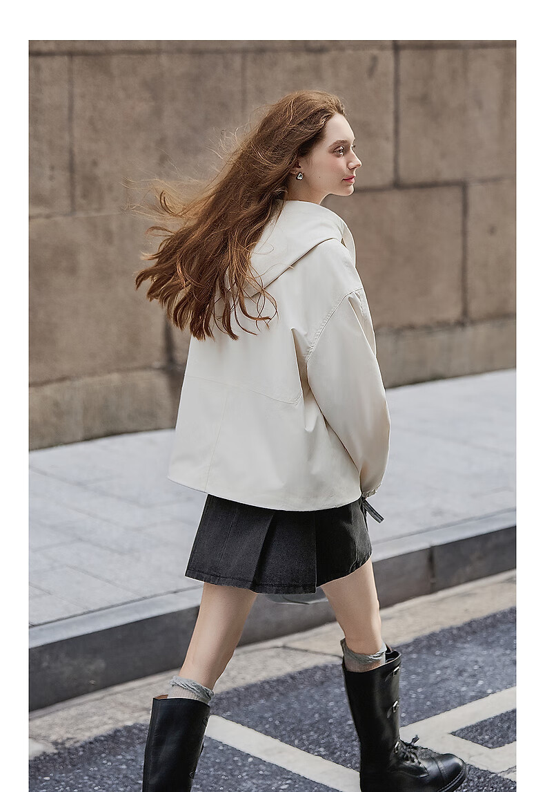 TonLion 2025 Autumn Women's Hooded Short Jacket 4