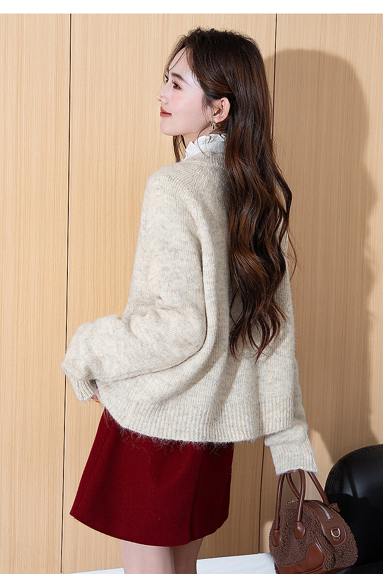 TonLion 2025 Autumn Winter Color-Block Button Design Crew Neck Cardigan Women's Knitwear Korean Style Premium Youthful Top 17