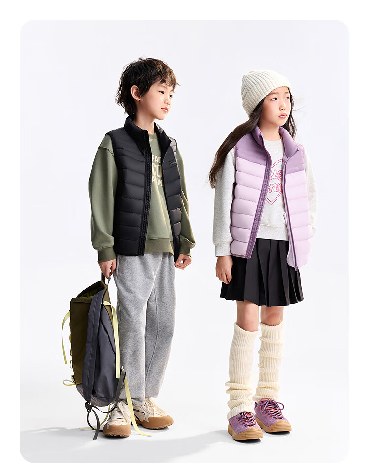 Annil Kids Boys and Girls Short Down Vest 2025 Winter New Hui Ling Purple 110cm 10