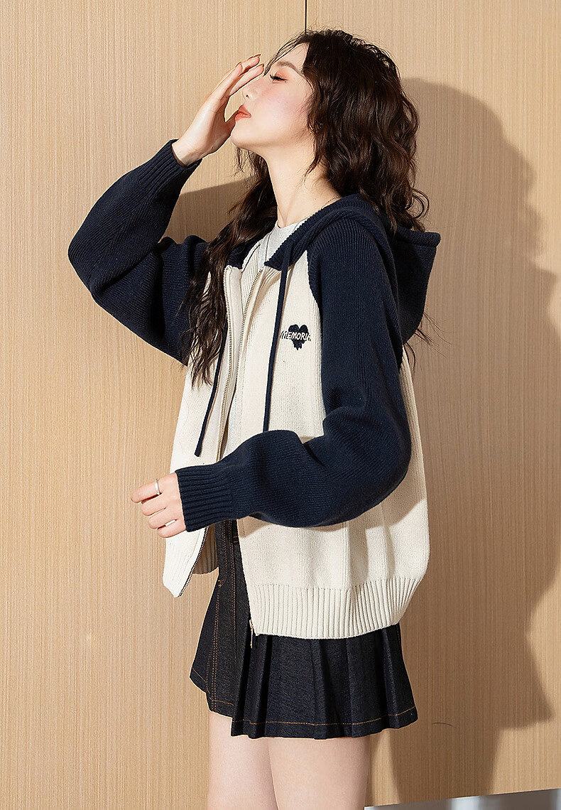 TonLion 2025 Autumn Winter New Women's Hooded Raglan Sleeve Embroidered Knit Cardigan Sweater Jacket 2