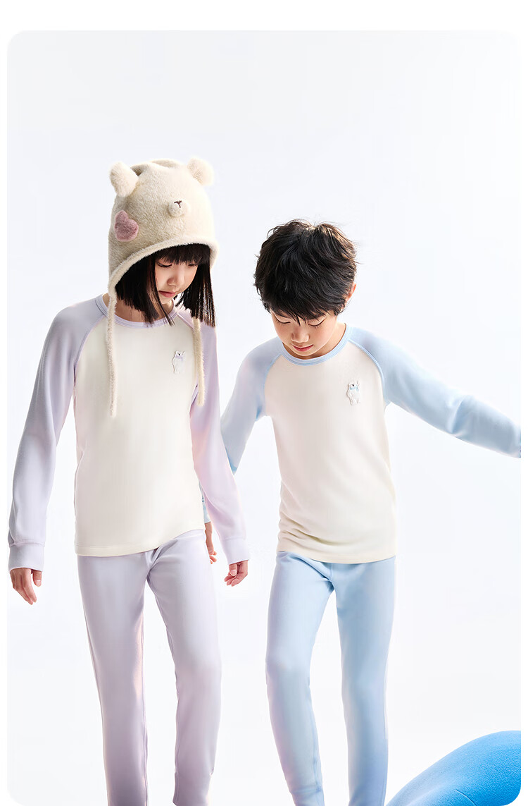 Annil Kids Boys and Girls Autumn Long Johns Set 2025 Winter New Dreamy Purple 110cm 7