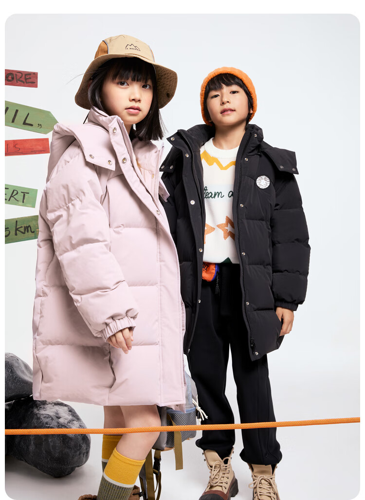Annil Kids Boys and Girls Mid-Length Down Jacket 2025 Winter New Purple Floral 130cm 2