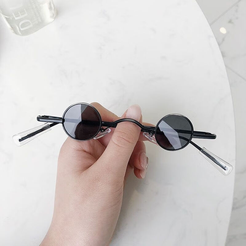 妙格森小圆墨镜个性搞怪眼镜女小框网红墨镜拍照复古潮抖音圆形太阳镜
