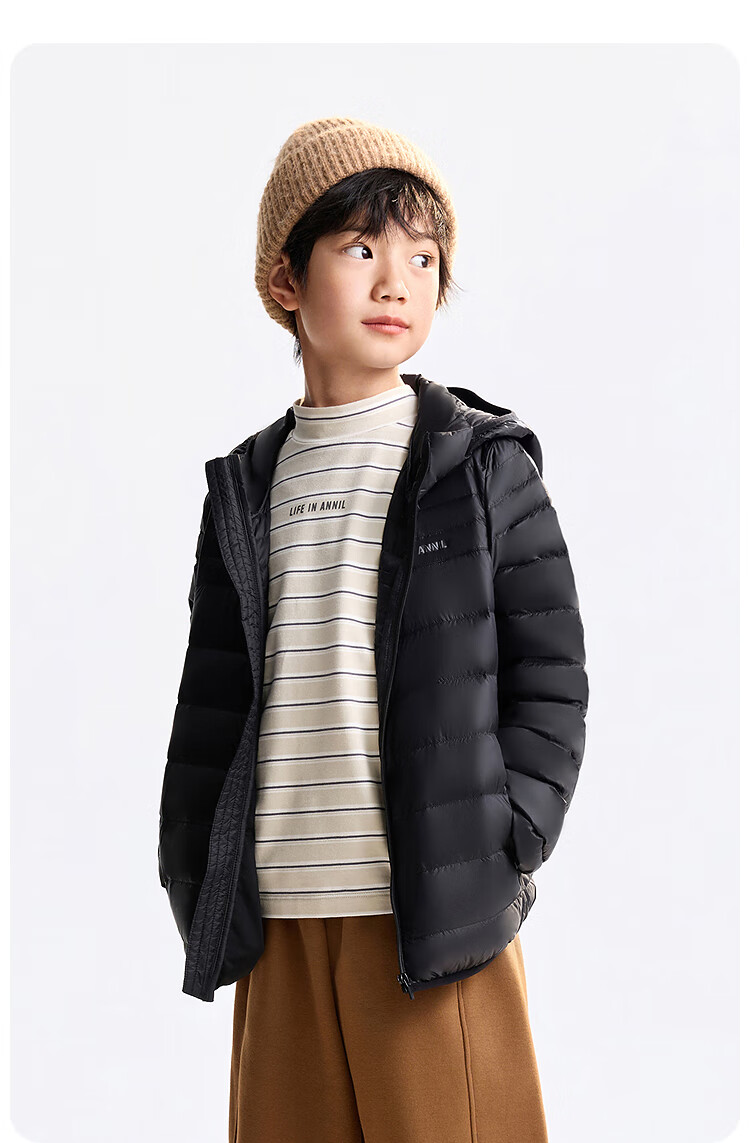 Annil Kids Boys and Girls Short Down Jacket 2025 Winter New Cambridge Blue 140cm 10