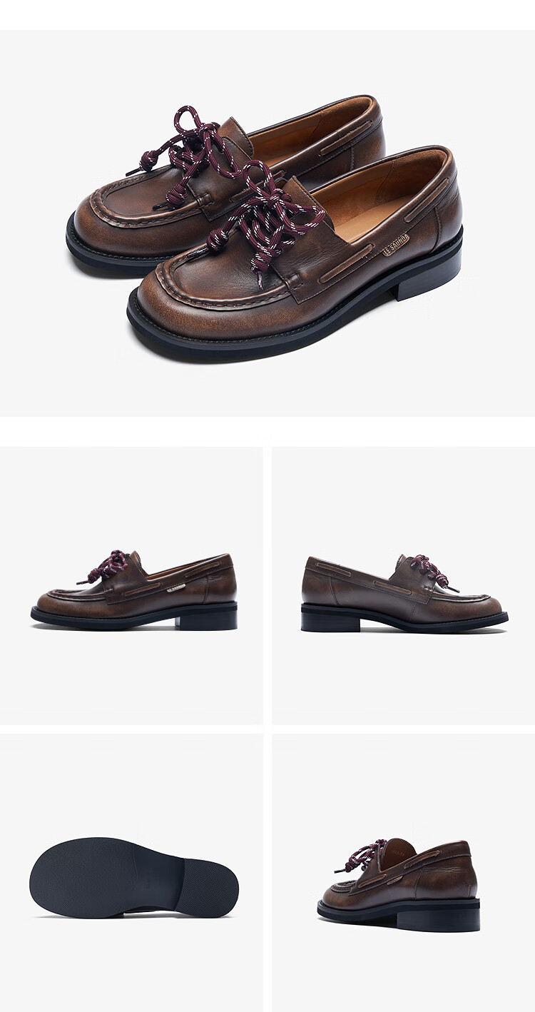 Le Saunda 2025 Autumn New Slip-On Genuine Leather Loafers for Women 6T25301 Mocha Brown BRL 38 6