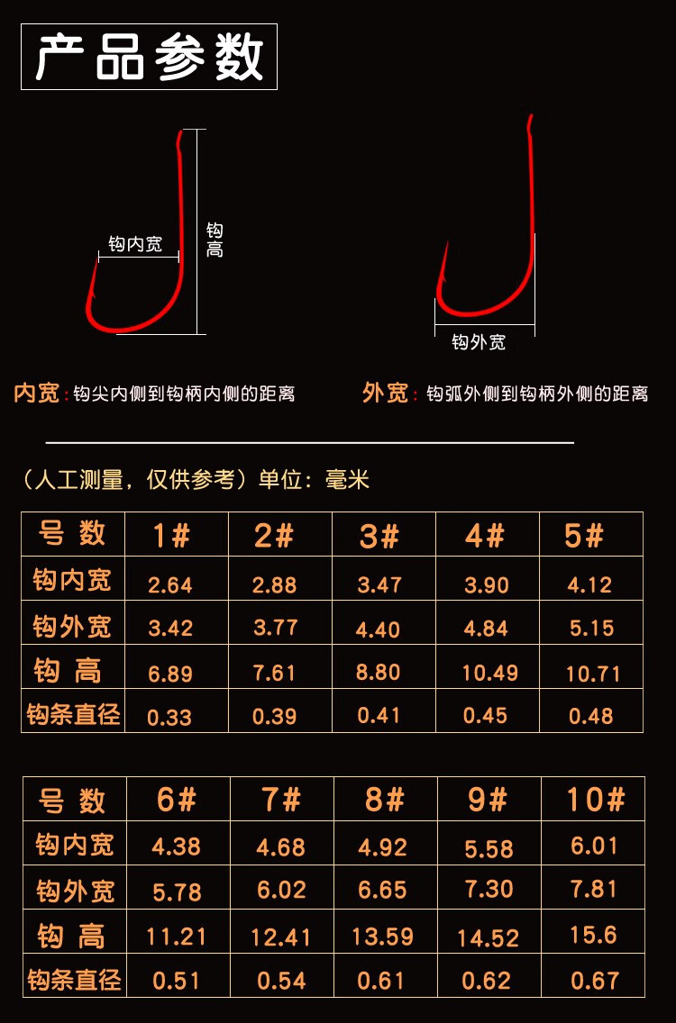 日本进口赤袖红色鱼钩袖钩散装细条钩有倒刺红虫长柄