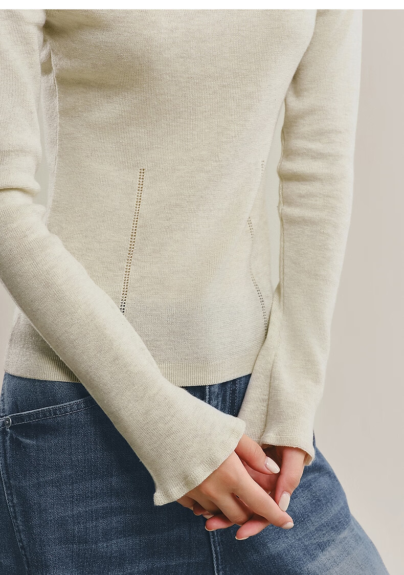 Peacebird Women's Knit Pullover Turtleneck Slim Fit Long Sleeve Base Layer Sweater Winter Beige XL 13