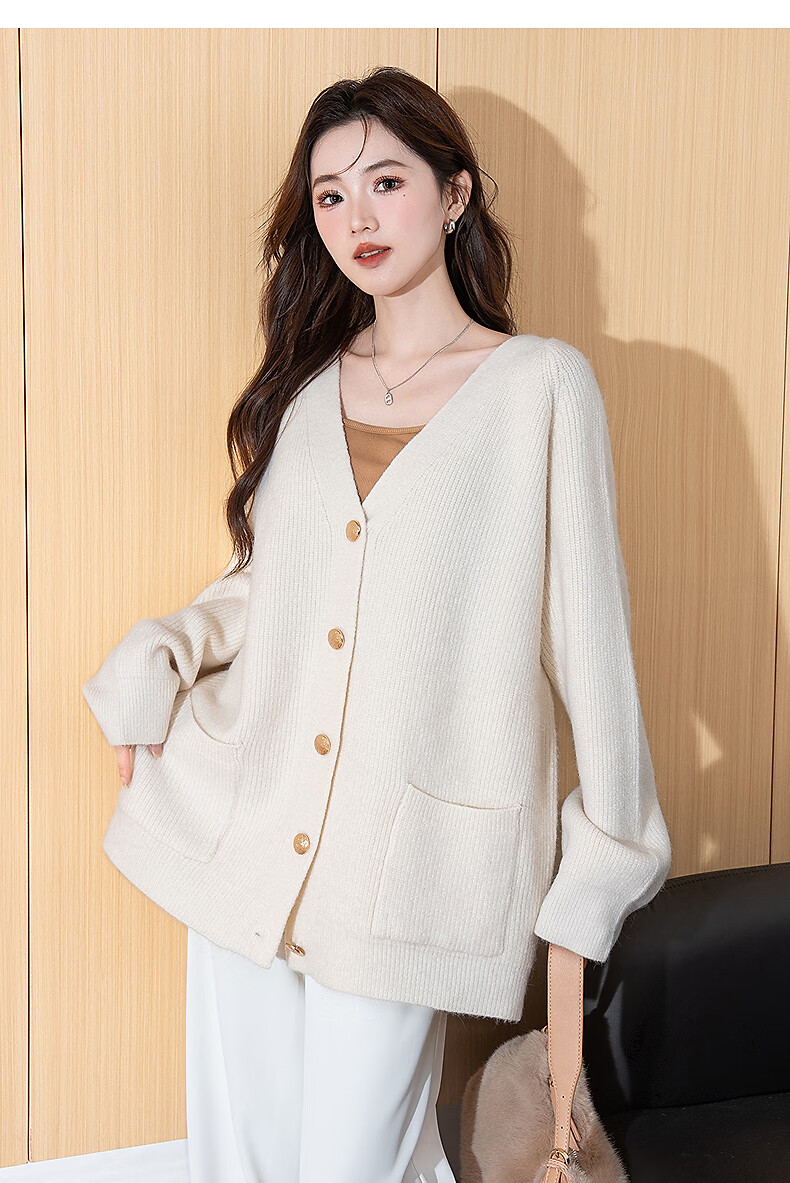 TonLion 2025 Autumn Winter Slim Vertical Texture Simple Knit Cardigan Women's Jacket High-End Versatile Sweater 4