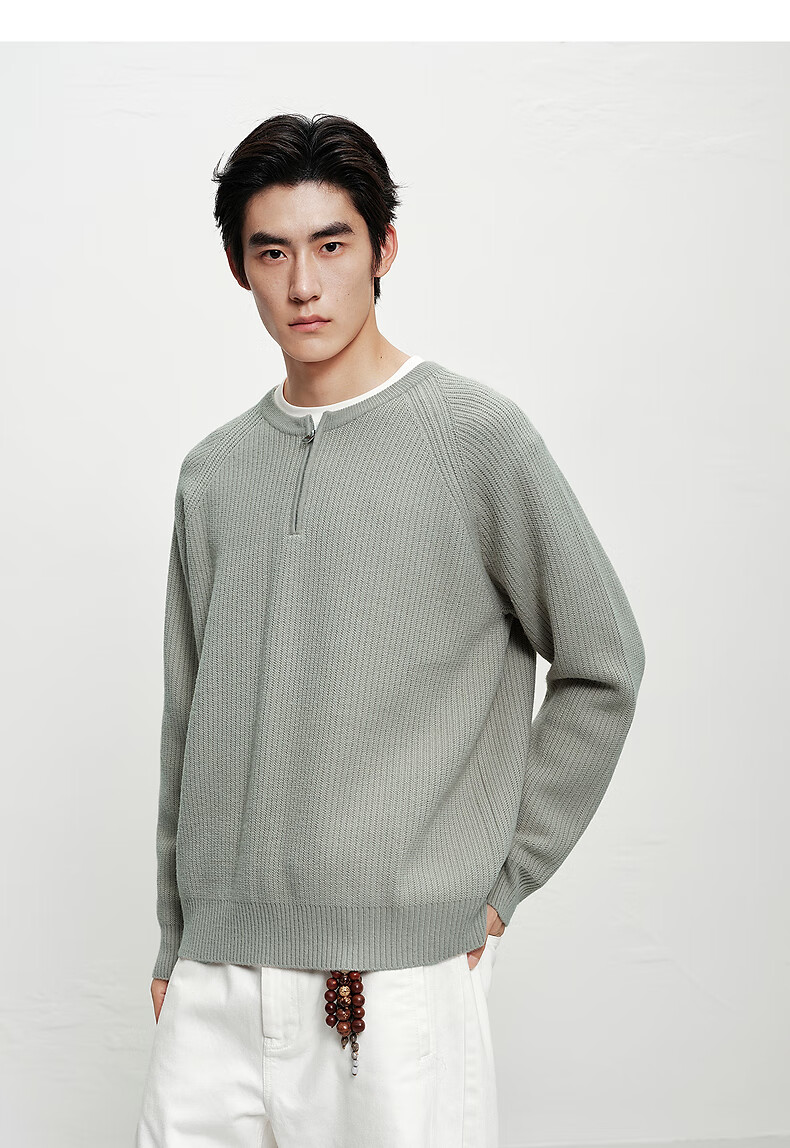 Peacebird Mens Casual Core-Spun Yarn Loose Comfortable Fashion Sweater Desert Sage Green First Batch M 14