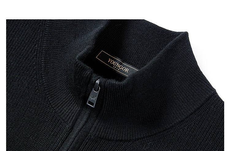 YOUNGOR Machine-Washable Wool Autumn Winter Men's Warm Solid Color Stand Collar Cardigan Jacket 619967 11