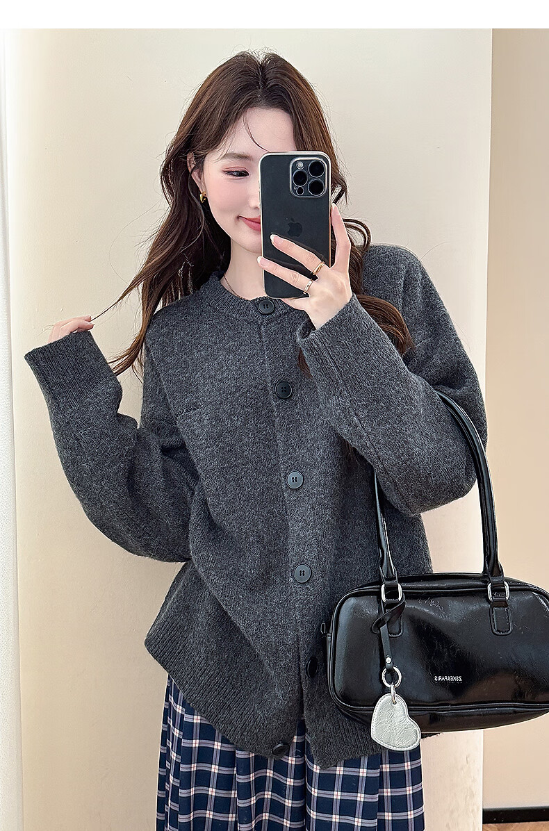 TonLion 2025 Autumn Winter Embroidered Crew Neck Cardigan Women's Knit Jacket High-End Fashion Sweater Coat 3