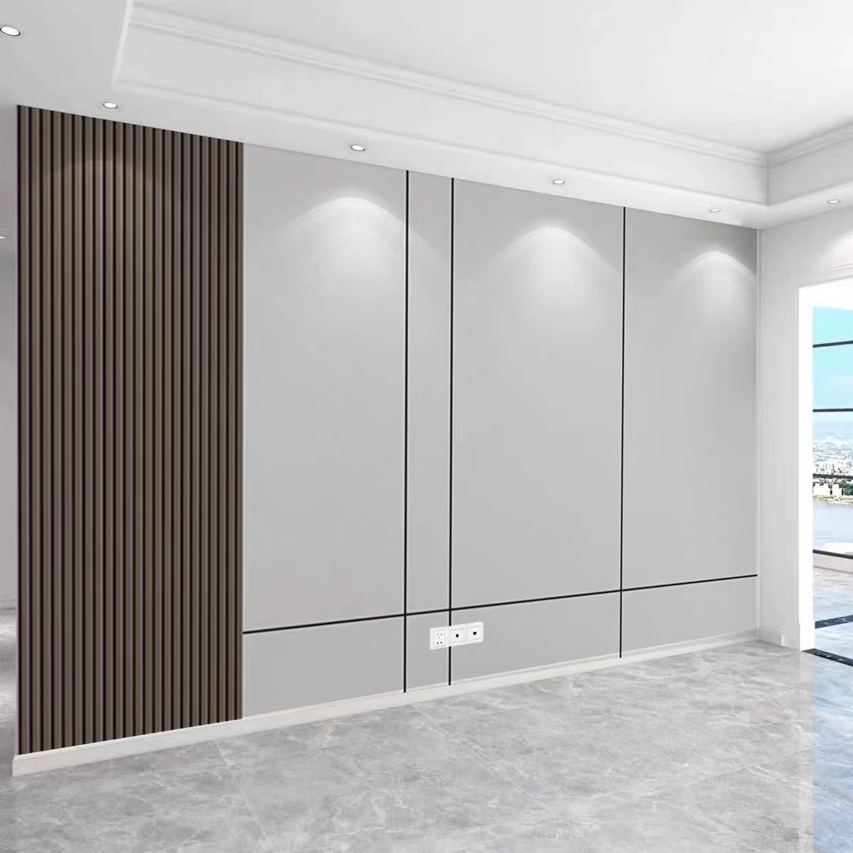 竹木纤维护墙板电视背景墙北欧轻奢集成墙板卧室客厅简约装饰扣板亿程