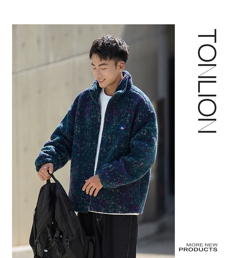 TonLion 2025 Winter Couple Matching Size Stand Collar Faux Lamb Wool Jacket 3