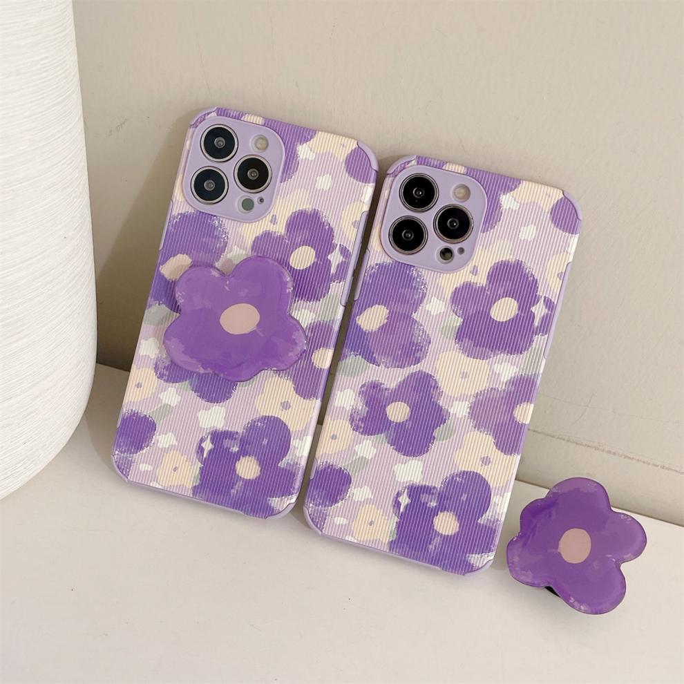 一芯相守 高颜值ins风紫色花朵华为p40 p30pro手机壳nova87荣耀60 50