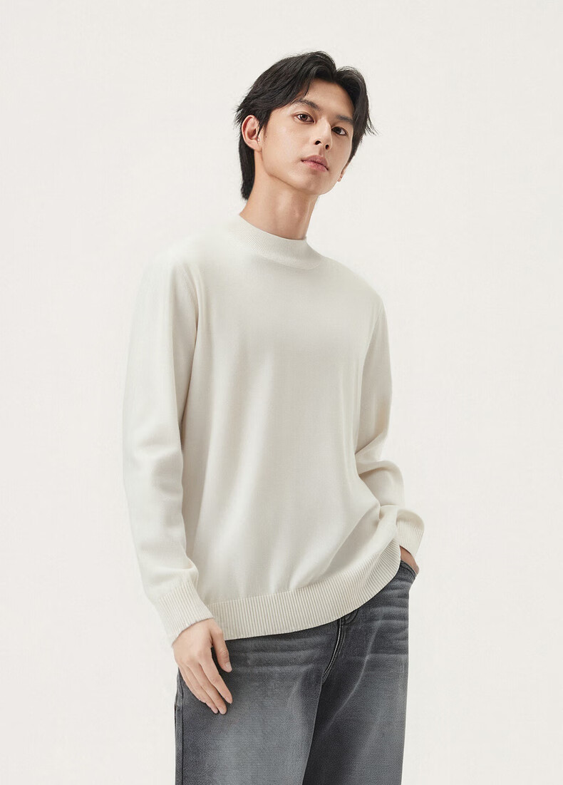 Gxgjeans Men's Multicolor Wool Blend Half Turtleneck Knit Sweater Base Layer 2025 Winter New Black 185/XXL 9